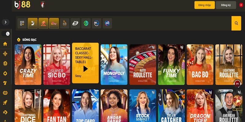 Tổng hợp các trò chơi hấp dẫn tại casino BJ88